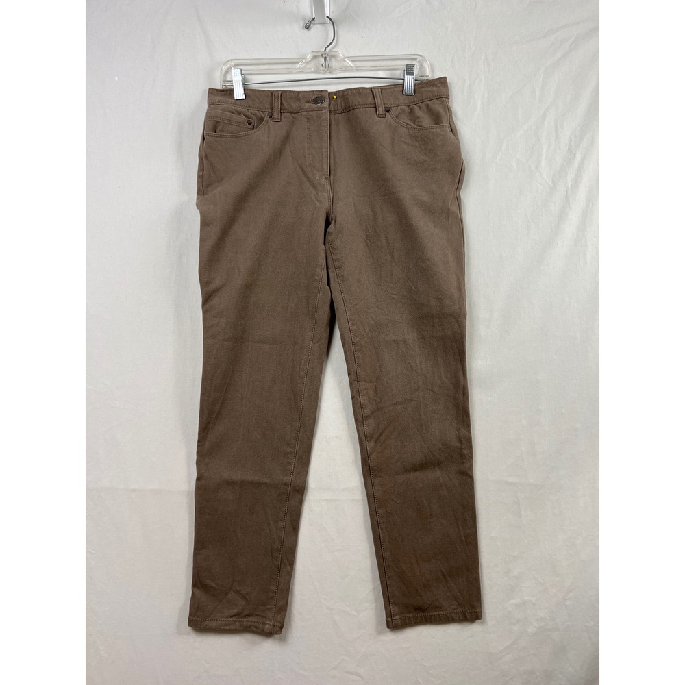 Chico's So Slimming Pants Women 1 Short Brown Straight Leg Stretch 5-Pocket